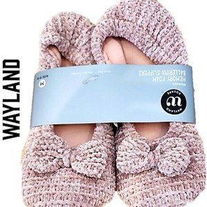 NEW WAYLAND SQUARE MEMORY FOAM BOW BALLERINA SLIPPERS